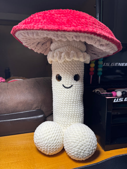 Large crochet mushroom peen with removeable cap.